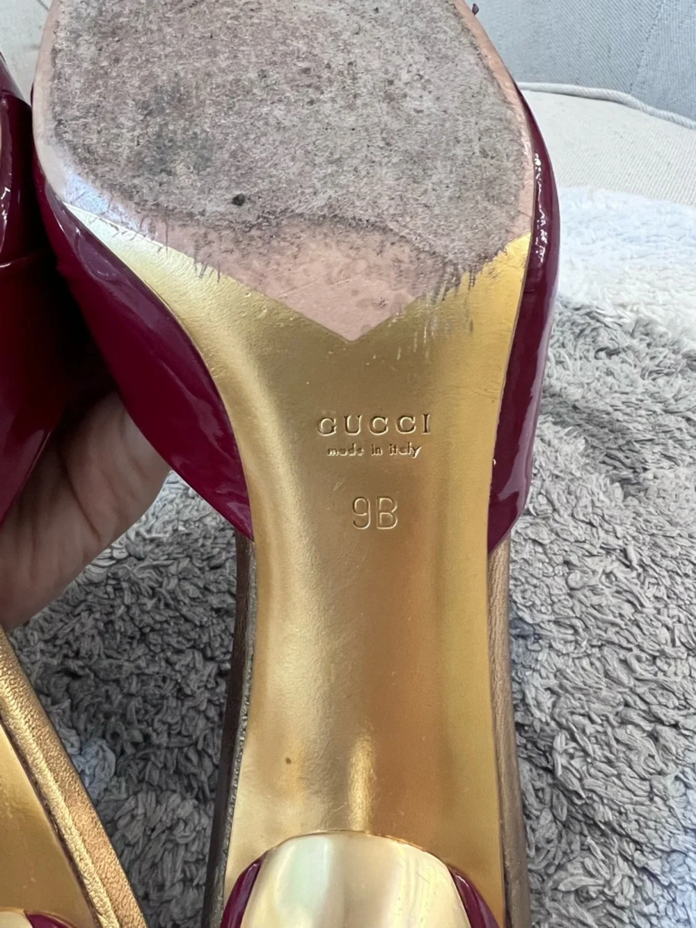 Gucci Red Patent Leather Pointed-Toe Mules - Picture 7 of 9